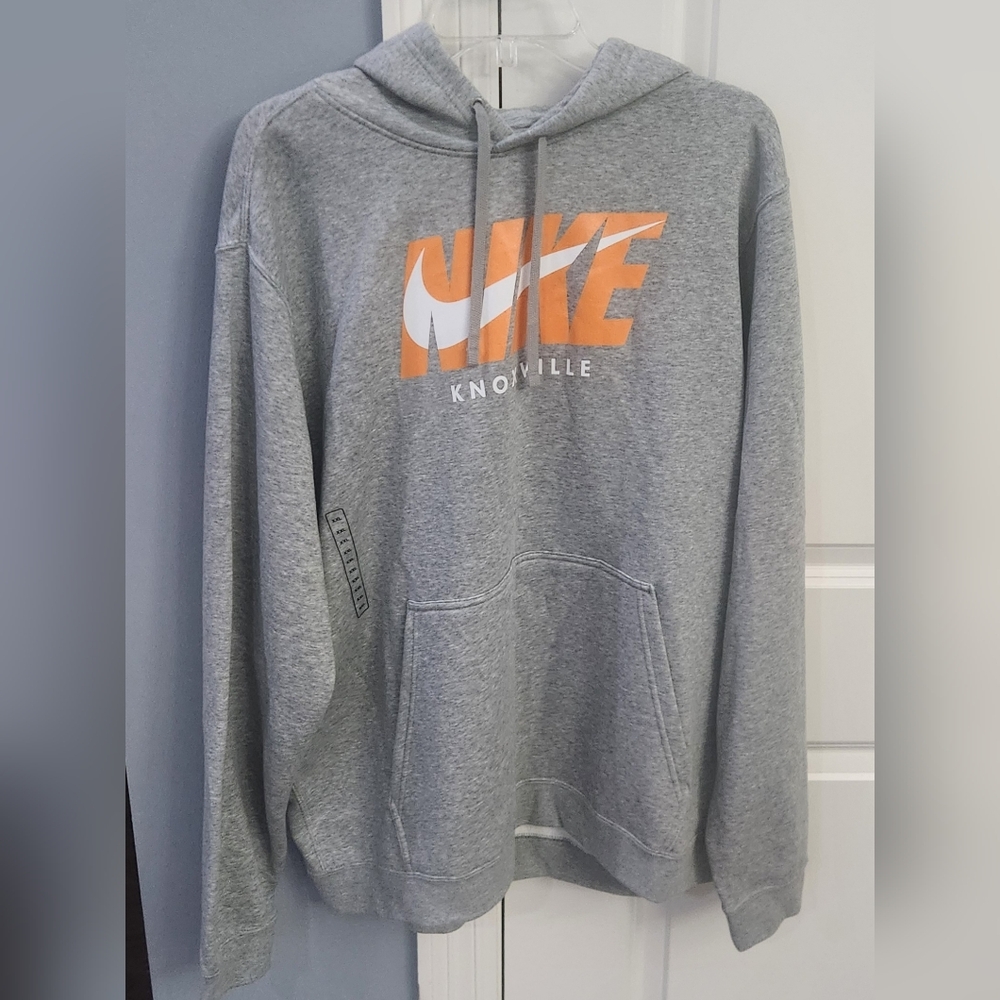Nike Men's Heather Gray Hoodie with Orange Accents Size XXL